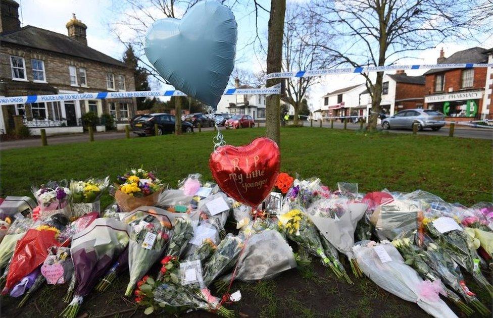 Floral tributes outside the pub