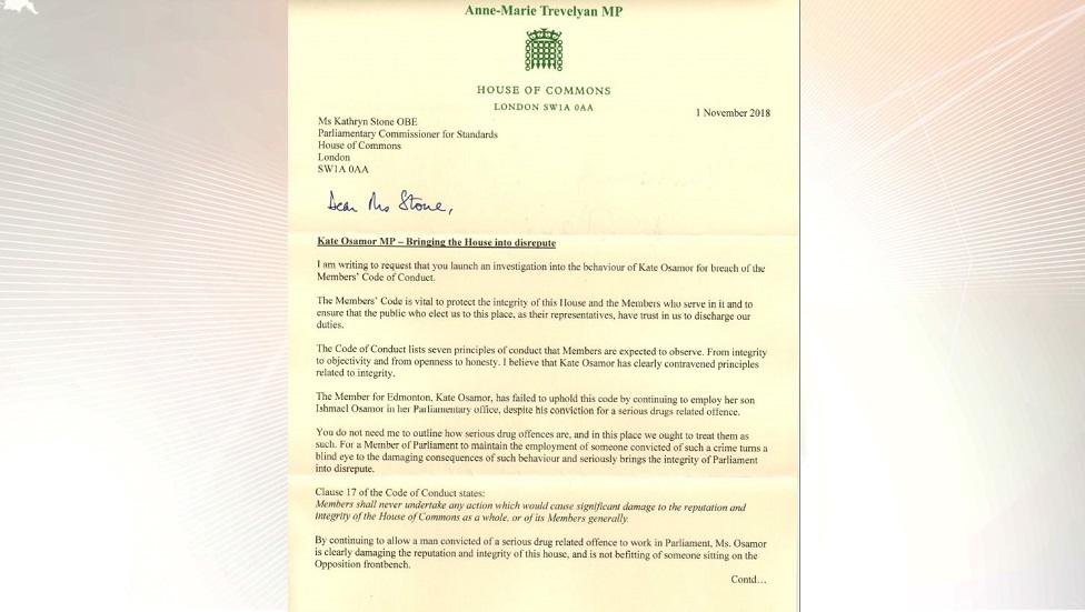 Letter to Parliamentary Commissioner for Standards