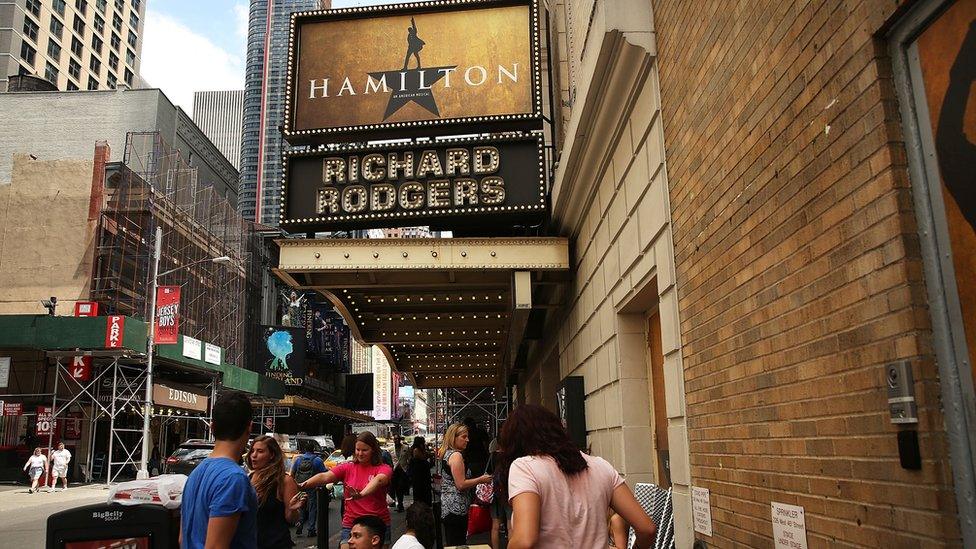 Hamilton sign at Richard Rodgers theatre