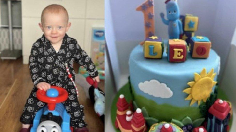 Leo and a birthday cake