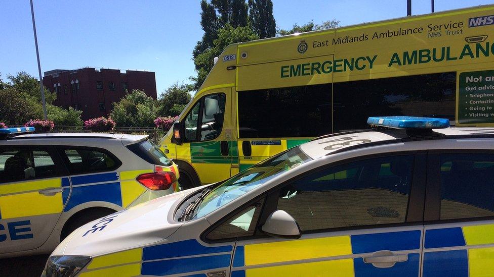 An ambulance at Northampton Crown Court