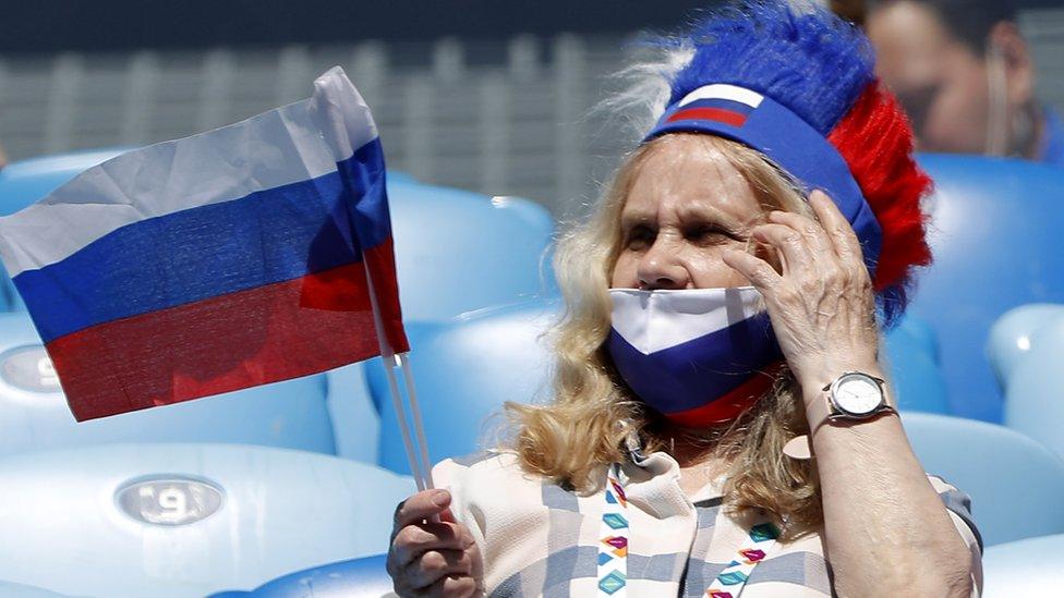 Russian fan inside Saint Petersburg Arena,June 16, 2021