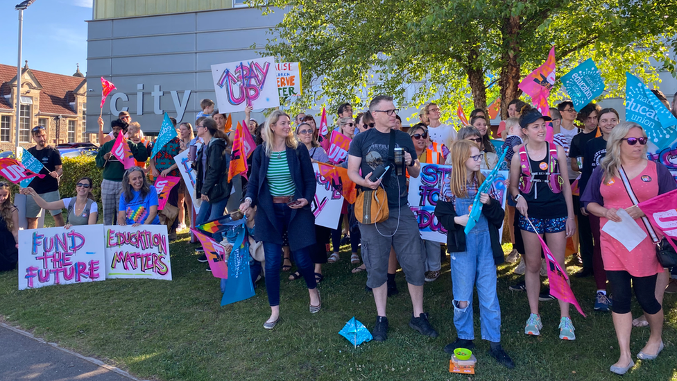 National Education Union members strike at City Academy in Bristol