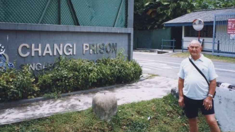 Lyle Hutley aged about 80 at Changi Prison, Singapore