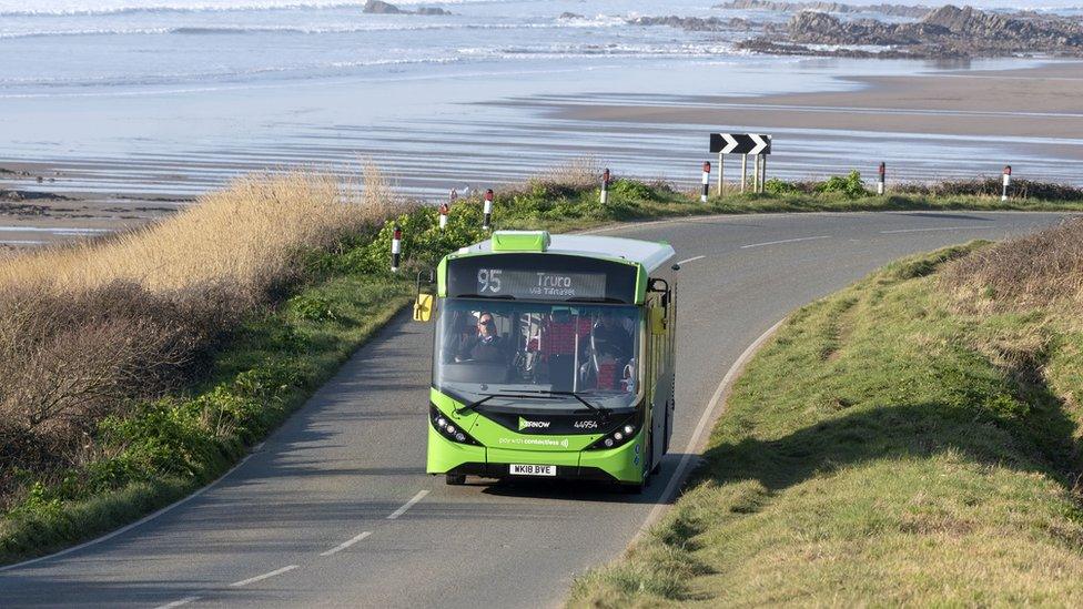 A bus in a rural area