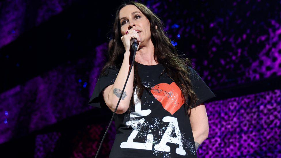 Alanis Morissette performs onstage during the FIREAID Benefit Concert for California Fire Relief at The Kia Forum on January 30, 2025 in Inglewood, California