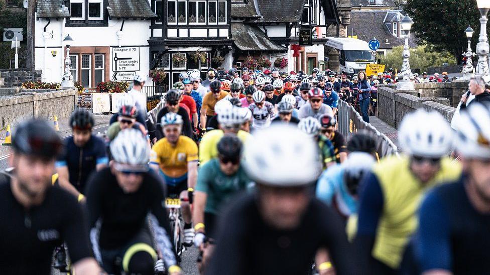 At the start line of the 2023 Tour O The Borders event in Peebles