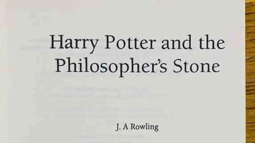 Harry Potter proof copy with author's name as 'J.A. Rowling'