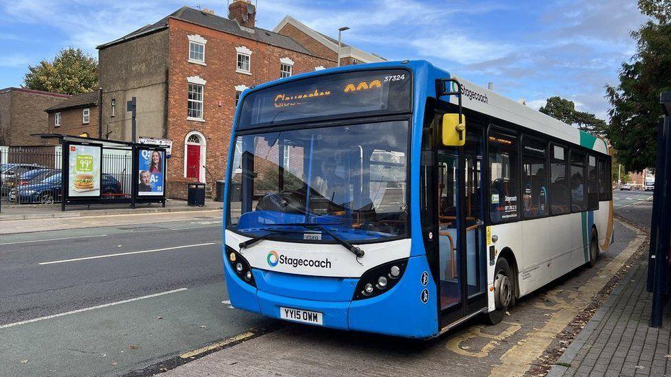 A Stagecoach bus in Gloucestershire