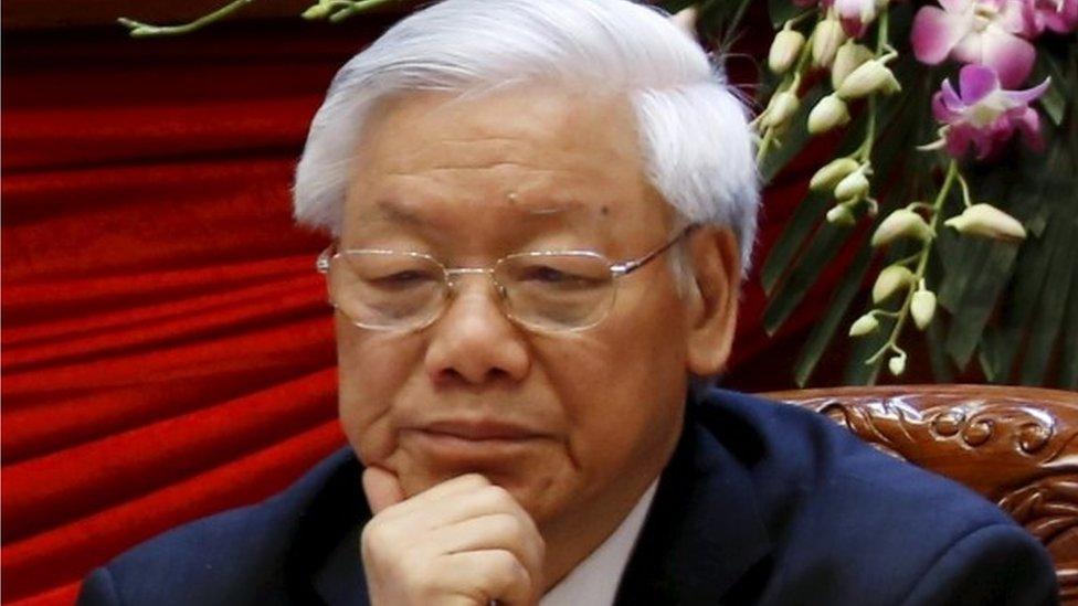 Vietnam's Communist Party General Secretary Nguyen Phu Trong sits after voting for the new Central Committee during the 12th National Congress of the ruling Vietnam Communist Party in Hanoi, Vietnam, January 26, 2016.