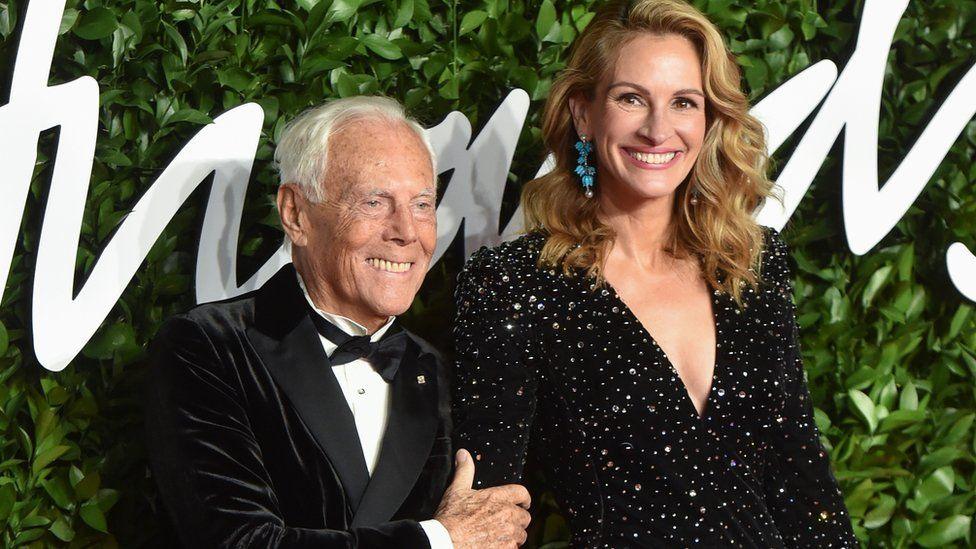 Giorgio Armani on the red carpet with Julia Roberts in 2019