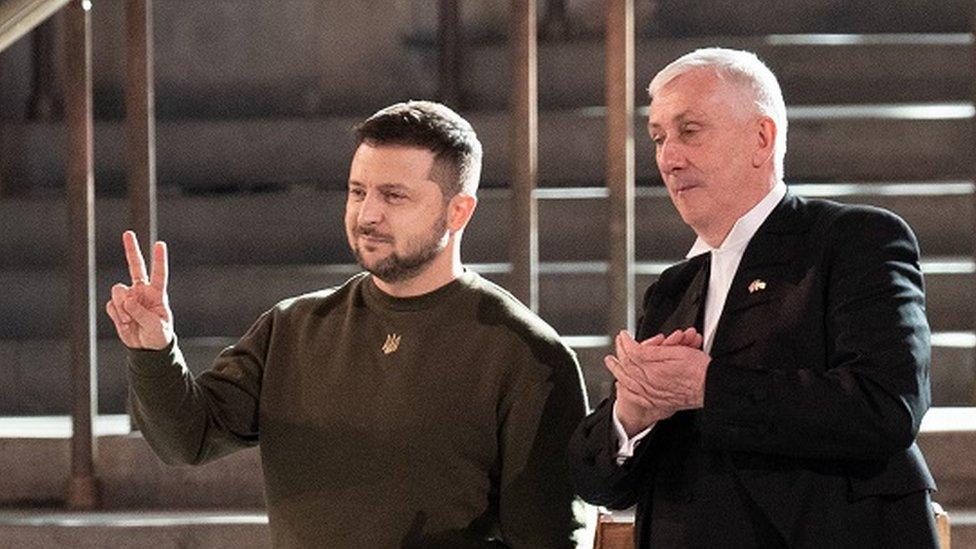 Volodymyr Zelensky and Sir Lindsay Hoyle