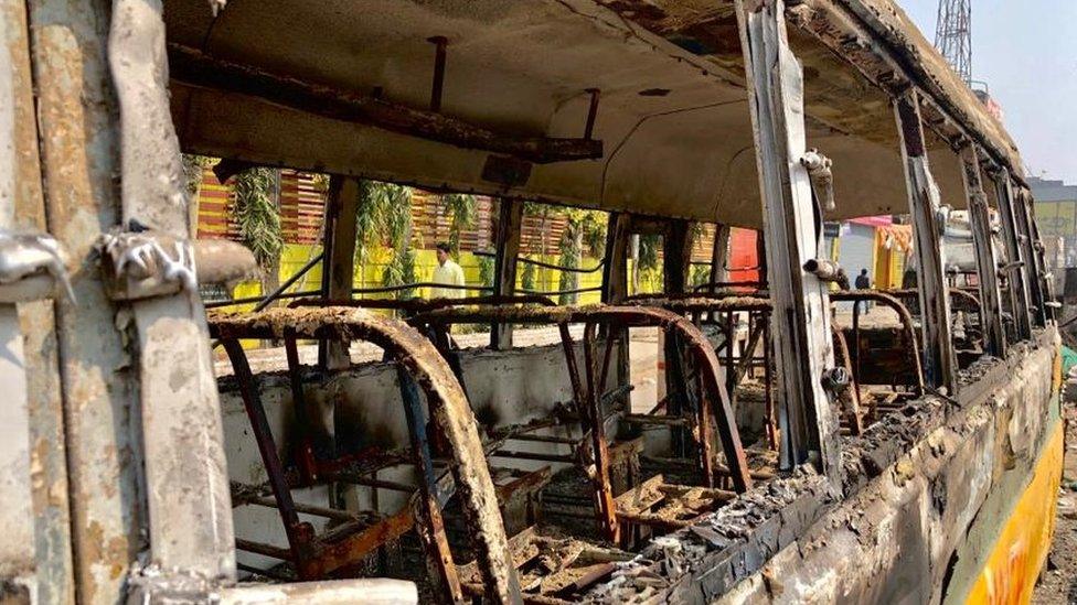 A burnt bus