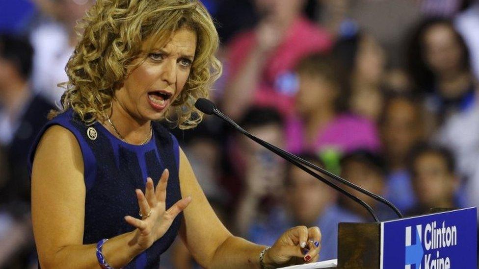 Democratic National Committee (DNC) Chairwoman Debbie Wasserman Schultz speaks at a rally in Miami (23/07/2016)