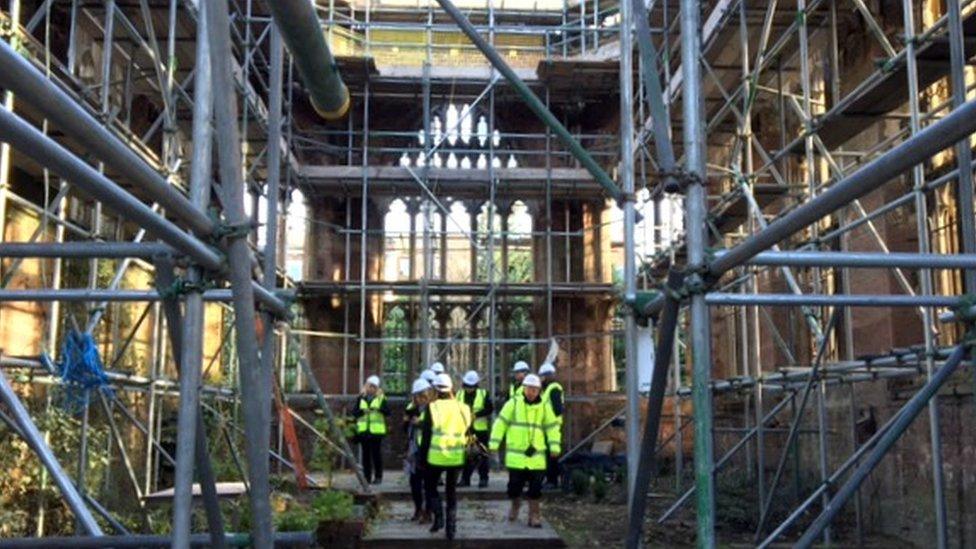 Visitors at the Bombed Out Church