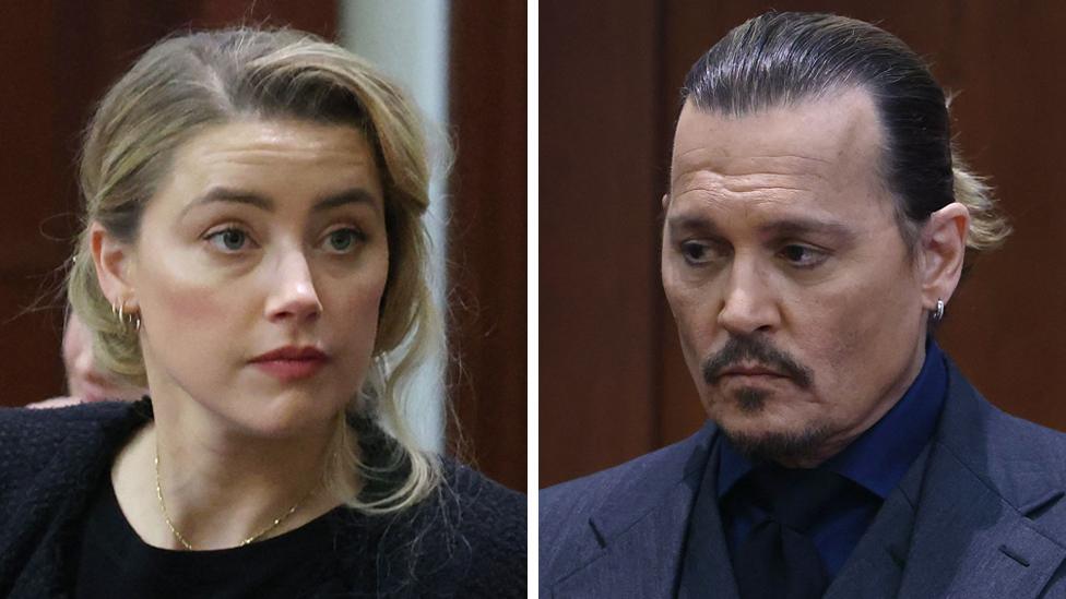 Composite image of Amber Heard and Johnny Depp