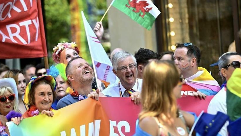 Jeremy Miles and Mark Drakeford at Pride