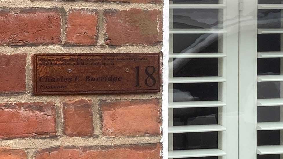 Memorial brick on King's Road house, St Albans