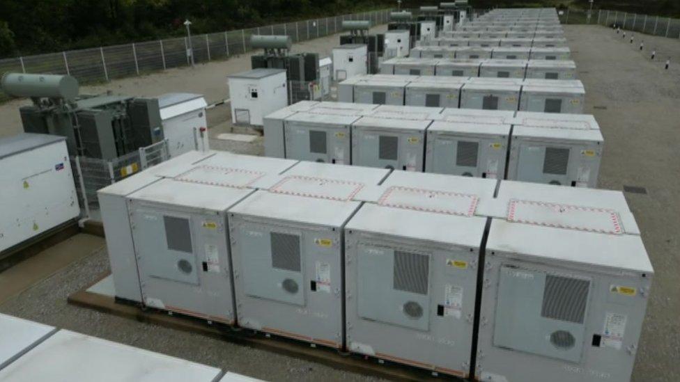 A row of battery units at the site in Sandwell