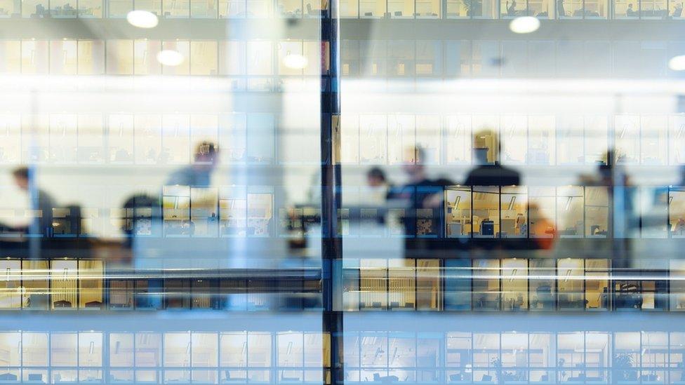 An office through window