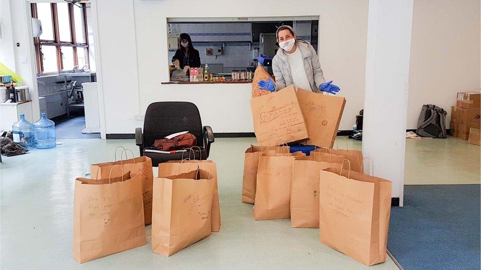 Care packages being put together