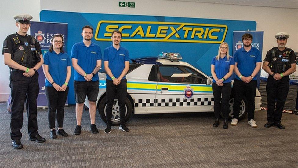 Essex Police with Scalextric team