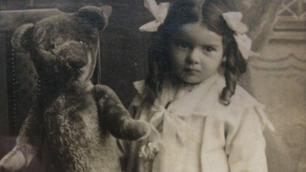 Ida Webb (later Goring) aged three with Bear in 1916.