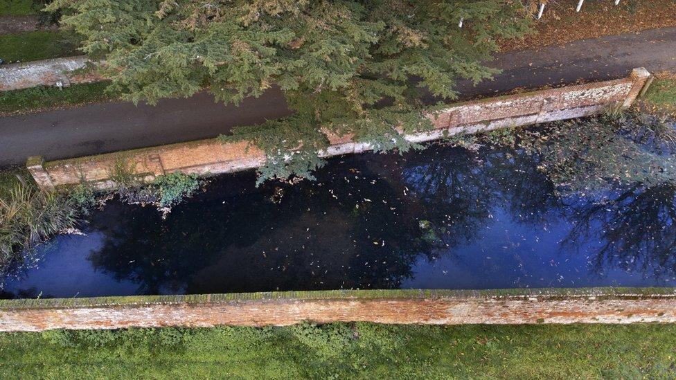 Aerial view of carriage (or wagon) wash.