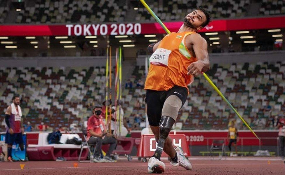 Sumit Antil won gold in the men's javelin throw F64 category at Tokyo 2020 Paralympics