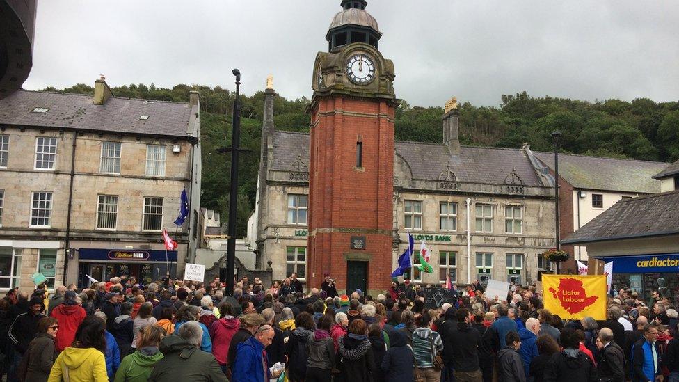 Bangor protest outside of clock tower