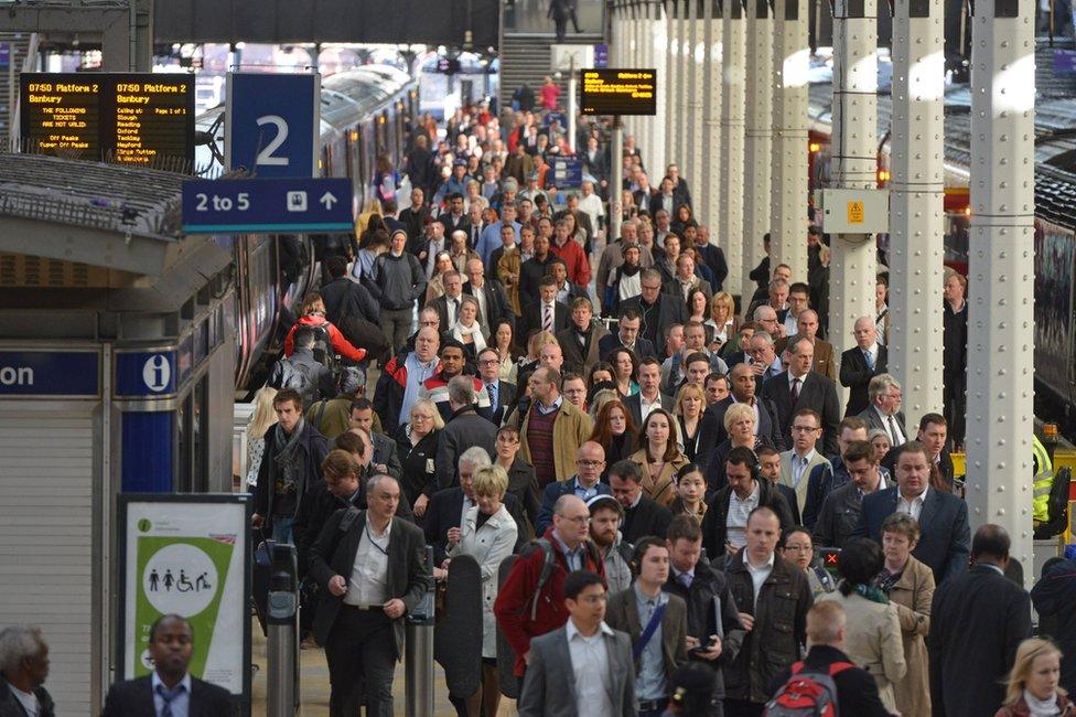 Commuters at Paddington station in London