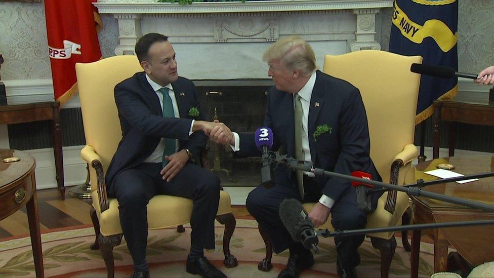 President Trump and Leo Varadkar shake hands