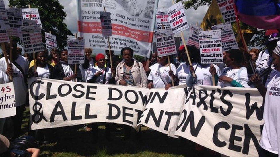 Protesters outside Yarl's Wood detention centre