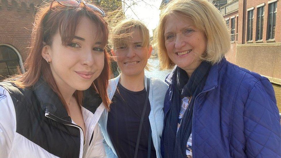 Cailtin Lowry, aunt Natasha and grandmother Margaret in Amsterdam