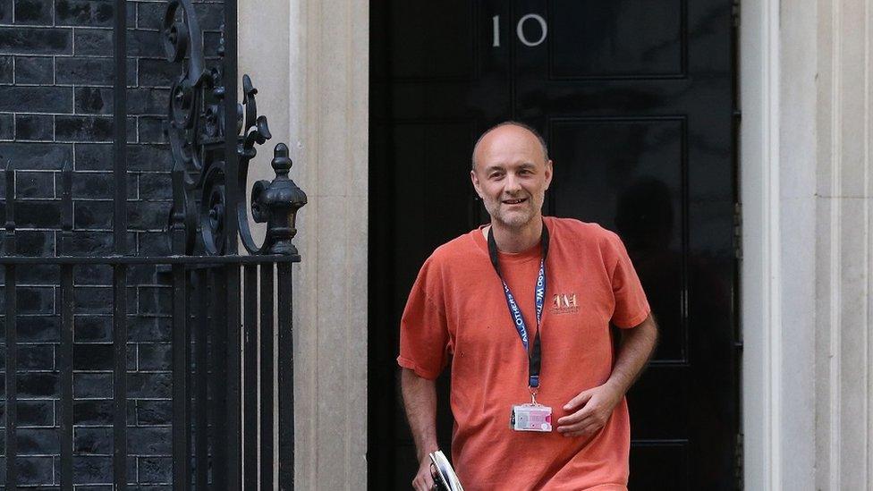 Dominic Cummings exiting 10 Downing Street