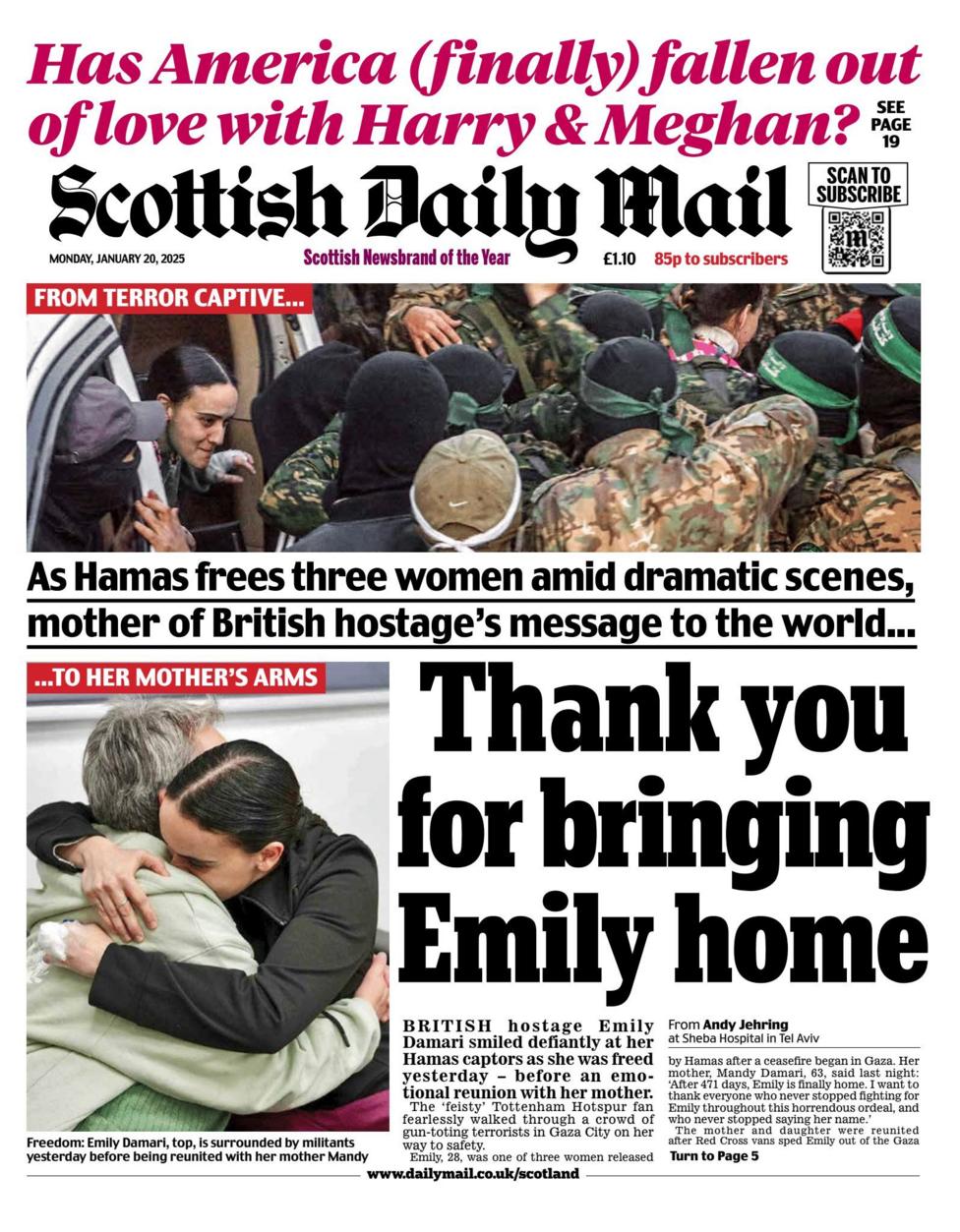 Scotland s papers hostages released and trump tariff warning bbc news