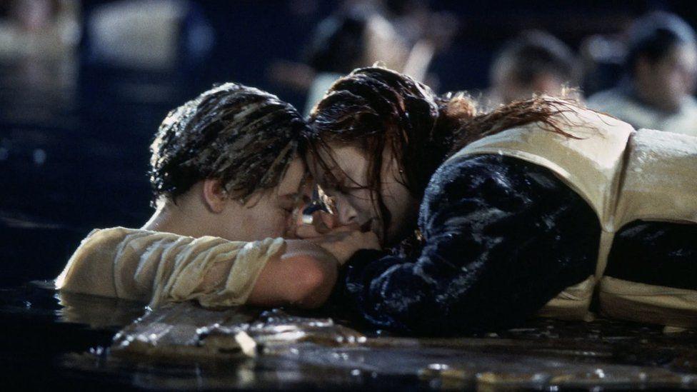 leonardo dicaprio and kate winslet in a scene from Titanic