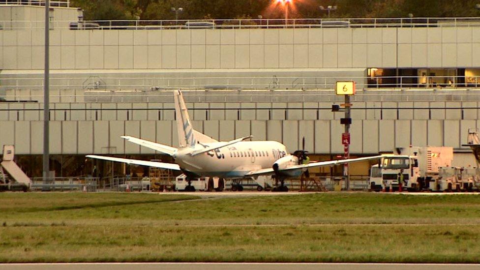 Loganair plane after landing