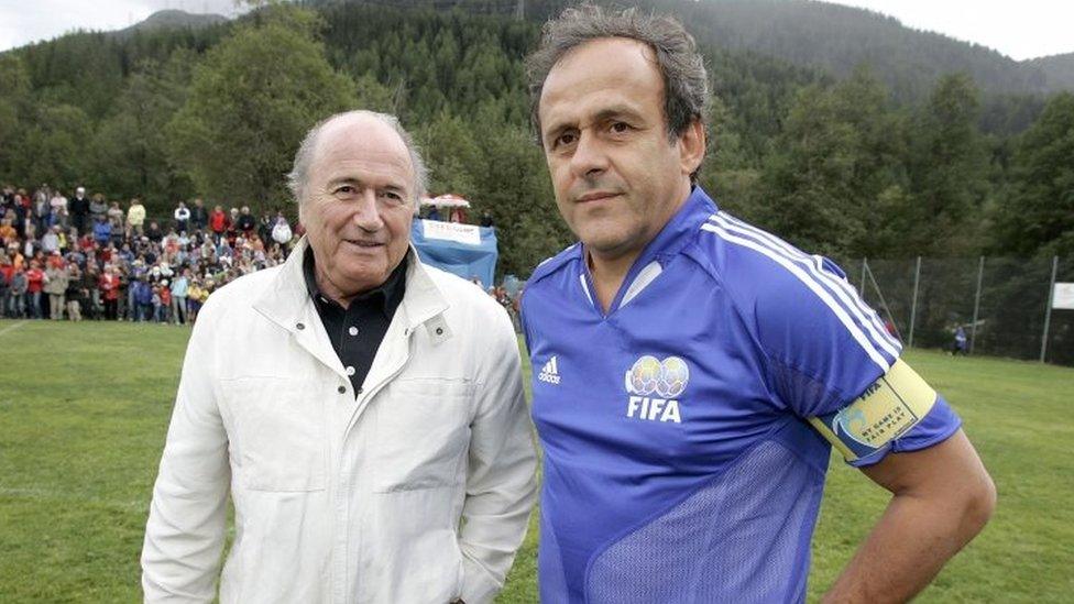 Sepp Blatter (left) Michel Platini |(27 August 2005)