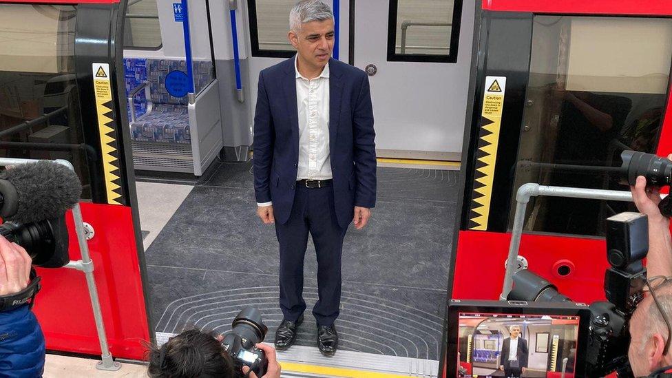 Sadiq Khan on a train