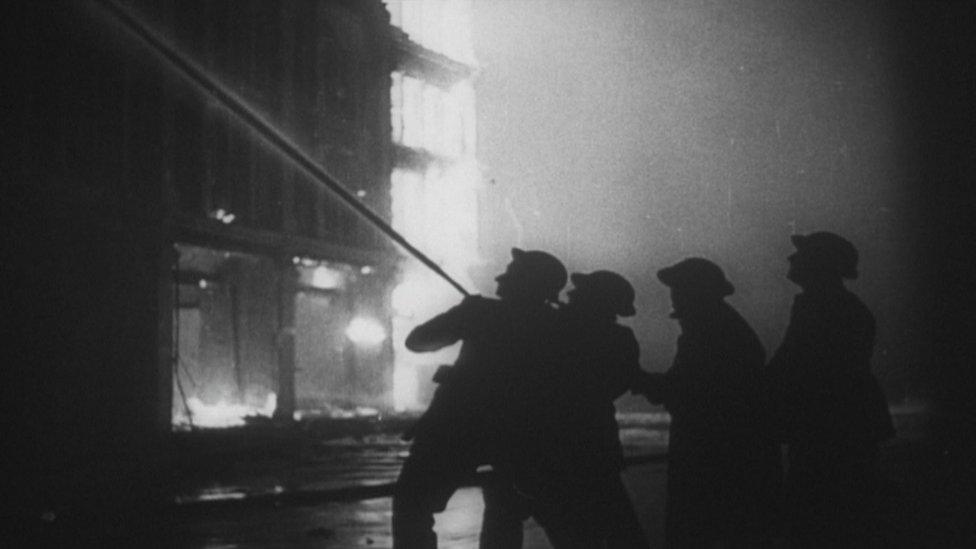 Firefighters were filmed tackling the blaze in May 1941