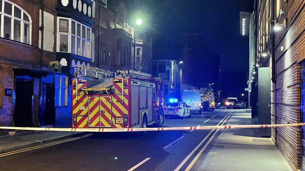 Emergency vehicles at Chester market