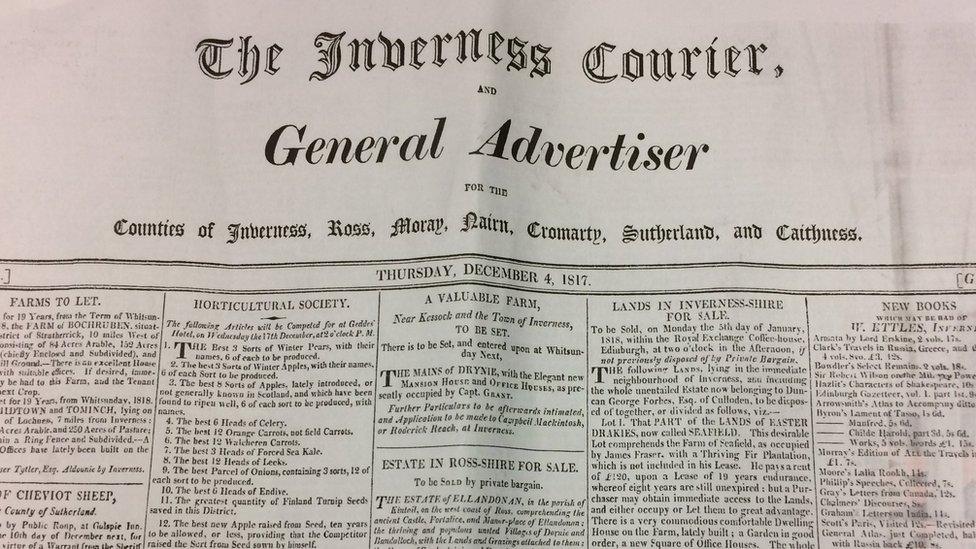 A copy of the Inverness Courier from December 1817