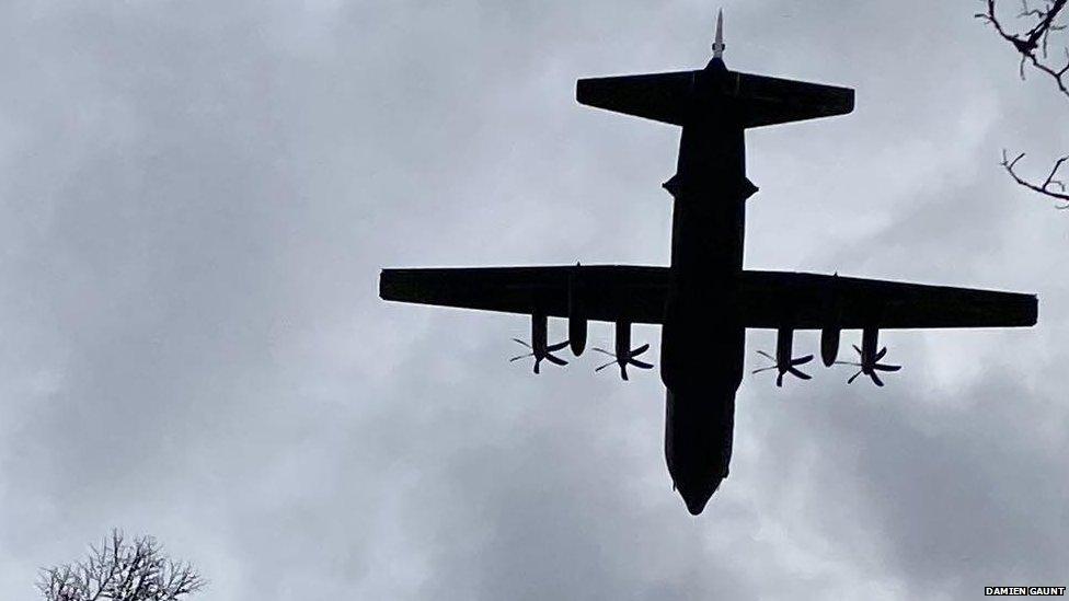 A Hercules aircraft also flew over Derwent Reservoir