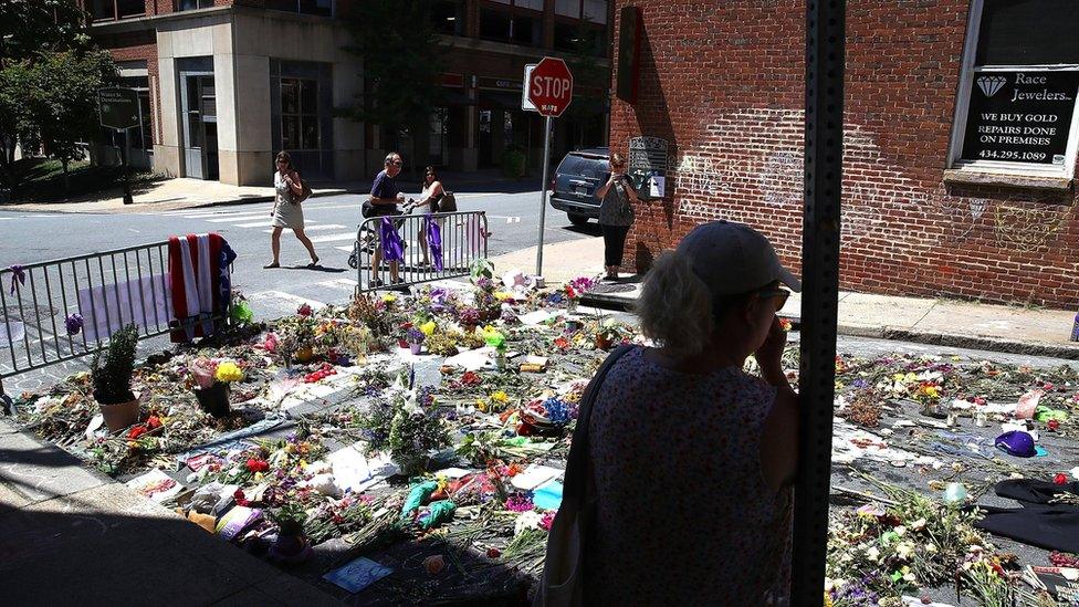 Flowers at scene of Charlottesville incident