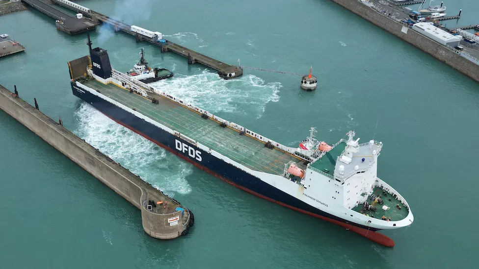 DFDS ferry docking in Jersey Harbour 