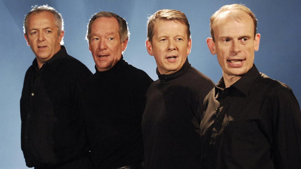 Newsreaders Jeremy Bowen, Michael Buerk, Bill Turnbull and Andrew Marr performing Bohemian Rhapsody for Children in Need in 2005