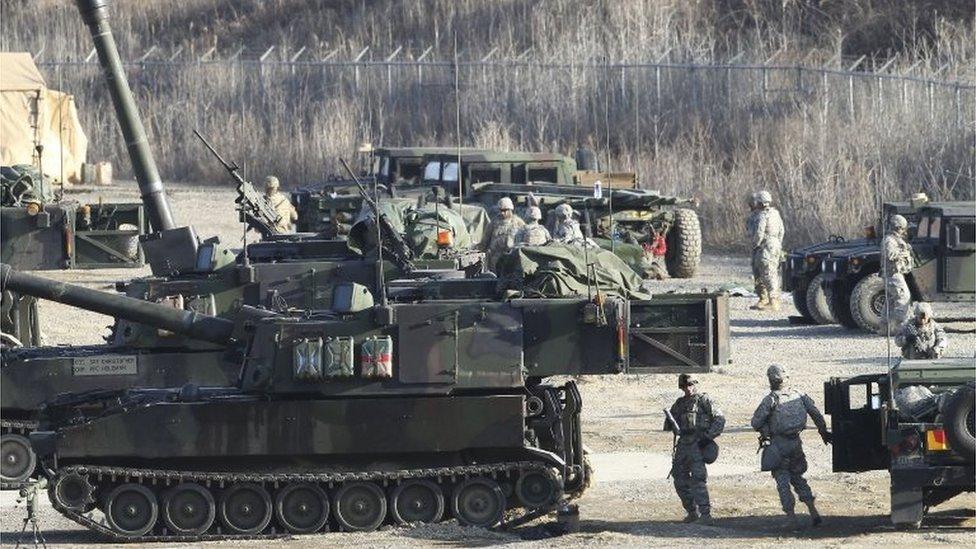 US and South Korean troops on military drills in Pocheon (10 March 2016)