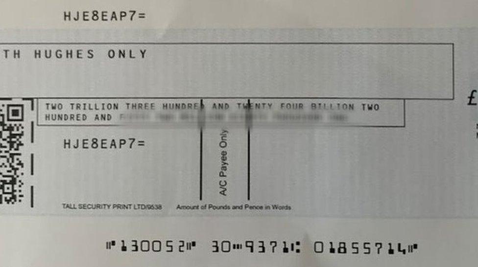 Gareth hughes' cheque