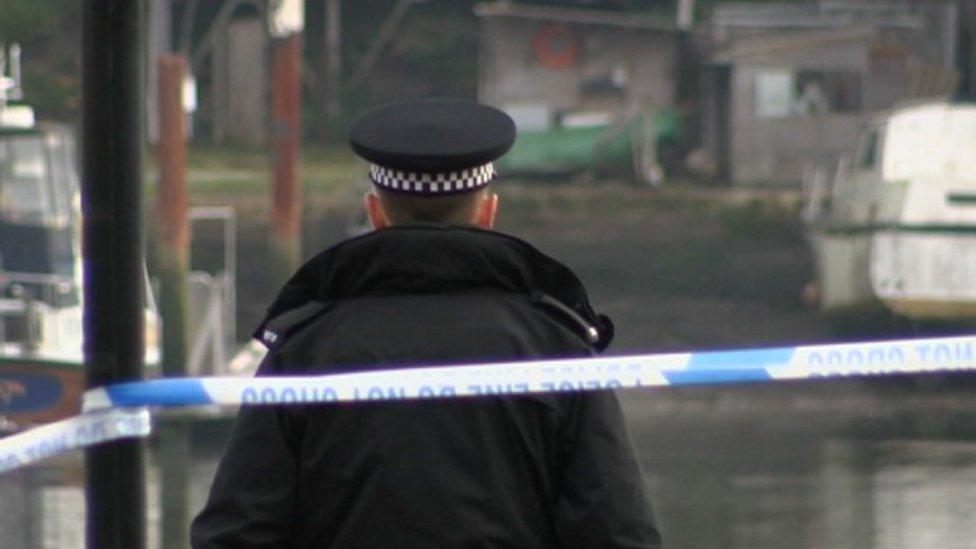 Police cordon along river Itchen